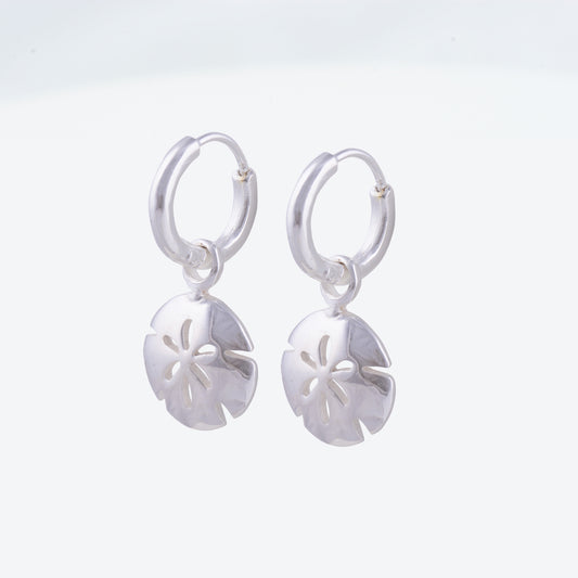 Sand Dollar Hoop Earrings - 12mm Silver