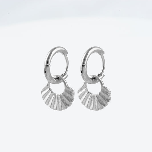 Shell Hoop Earrings - 12mm Silver