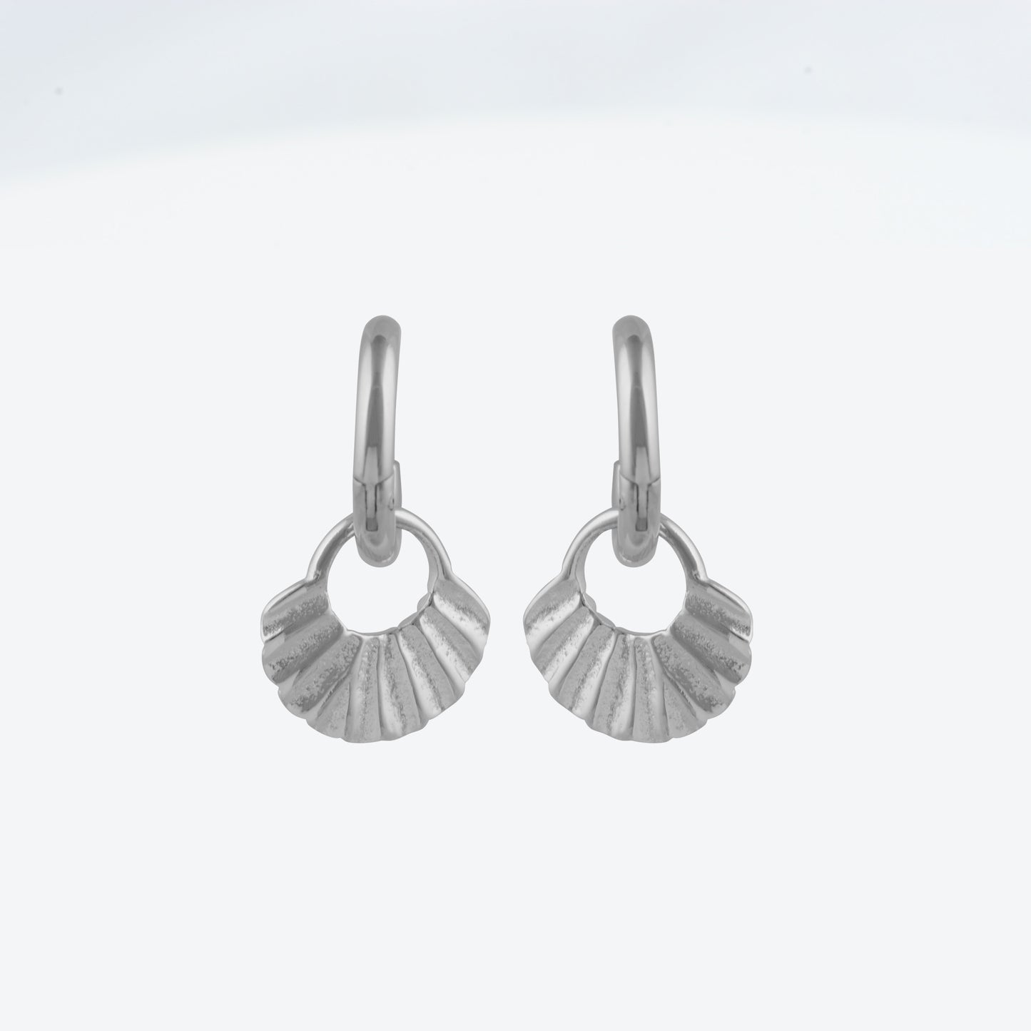 Shell Hoop Earrings - 12mm Silver